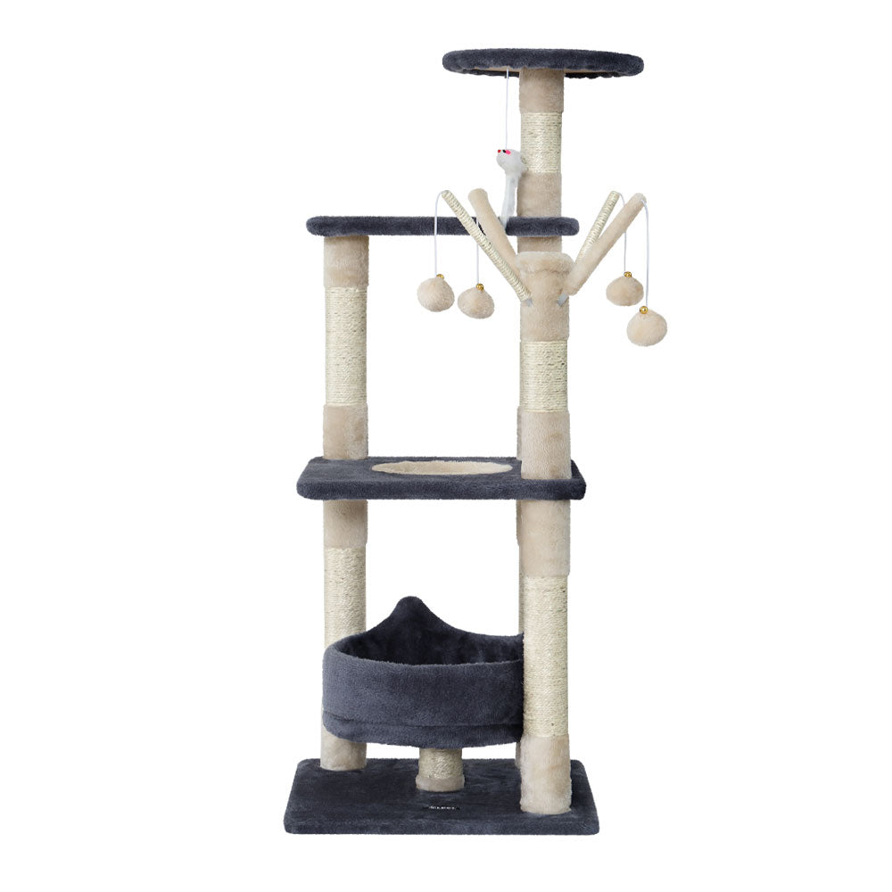 Medium Cat Sisal Play Tree Scratching Post with Hanging Toys - 110cm Tall - Homecoze
