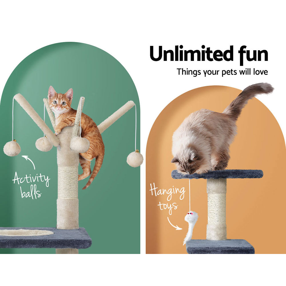 Medium Cat Sisal Play Tree Scratching Post with Hanging Toys - 110cm Tall - Homecoze