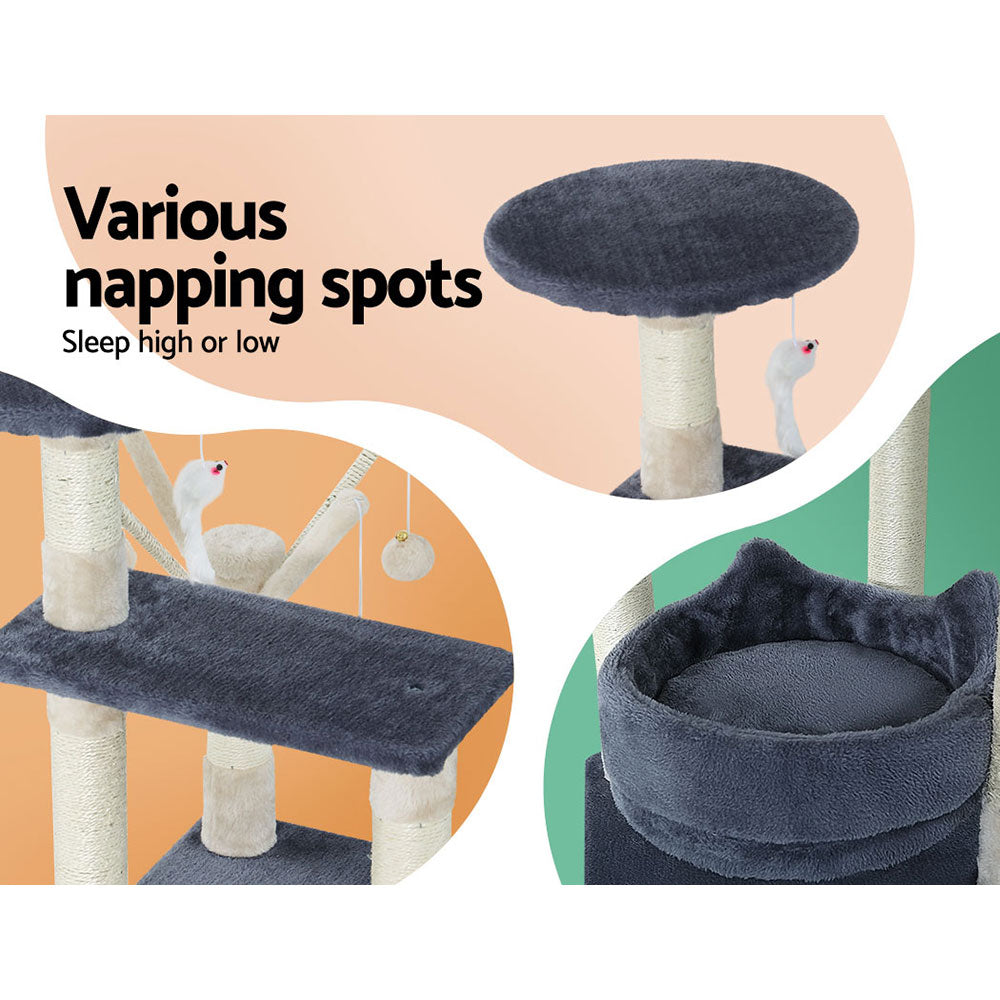 Medium Cat Sisal Play Tree Scratching Post with Hanging Toys - 110cm Tall - Homecoze