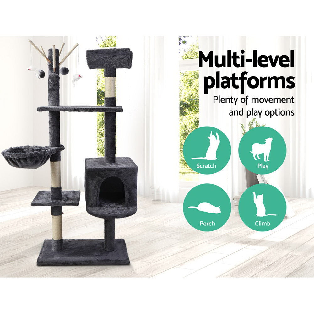 Medium Cats Tree Scratching Post Tower Cat Condo House - 140cm Tall - Homecoze