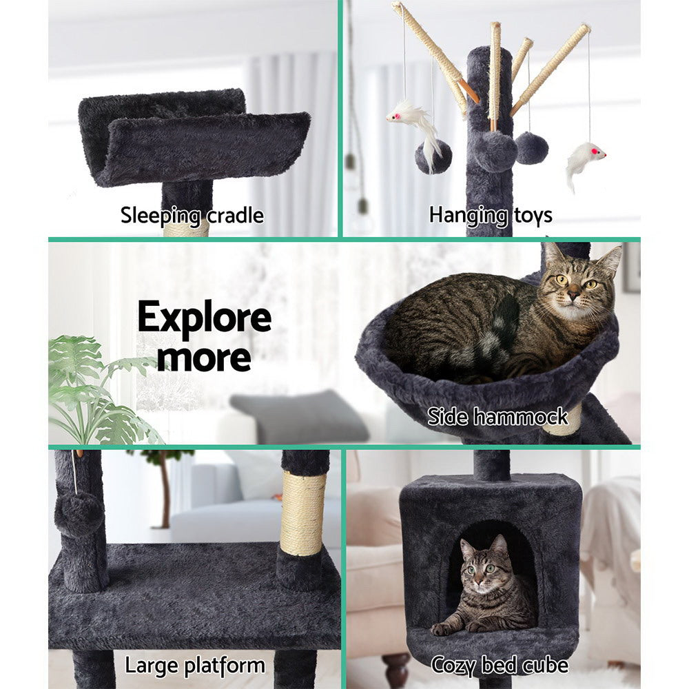 Medium Cats Tree Scratching Post Tower Cat Condo House - 140cm Tall - Homecoze