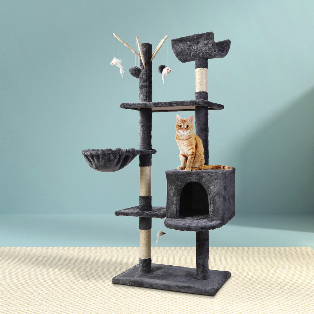 Medium Cats Tree Scratching Post Tower Cat Condo House - 140cm Tall - Homecoze