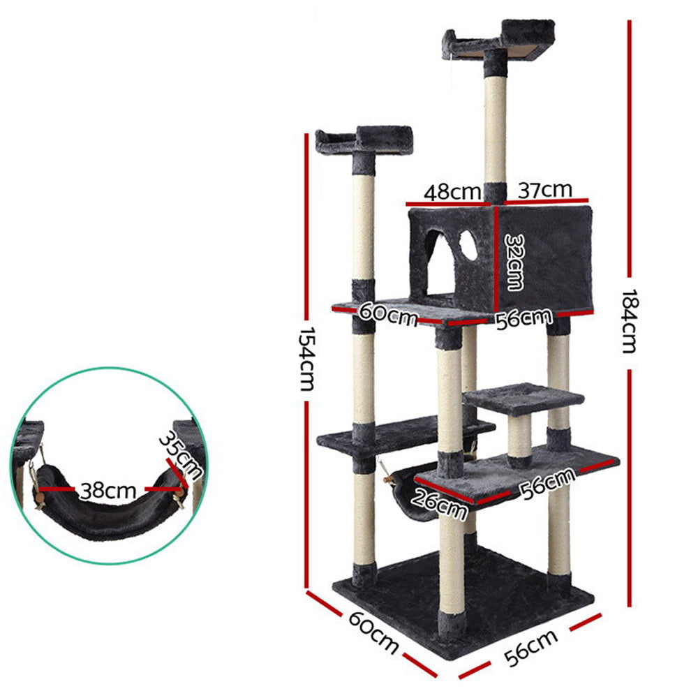 Large Cats Tree Scratching Post Tower Cat Condo House - 184cm Tall - Homecoze