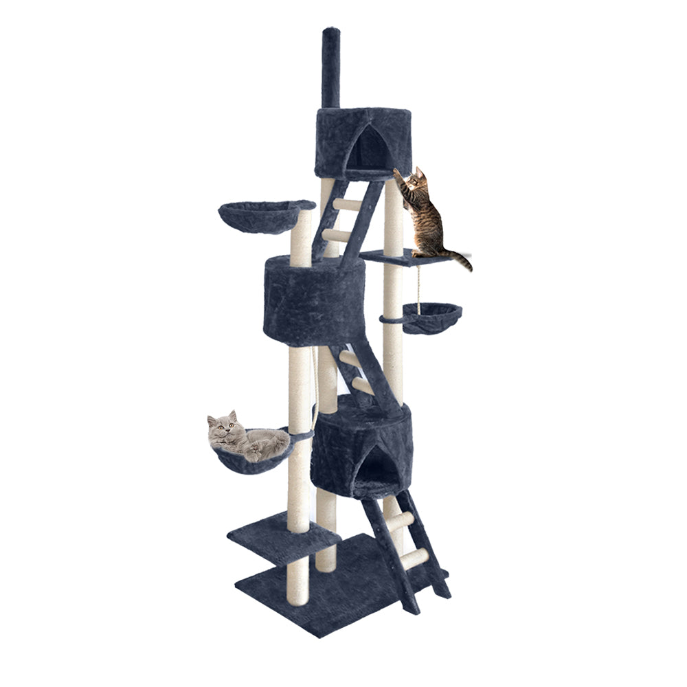 Extra Large Cats Tree Scratching Post Tower Cat Condo House - 244cm Tall - Homecoze