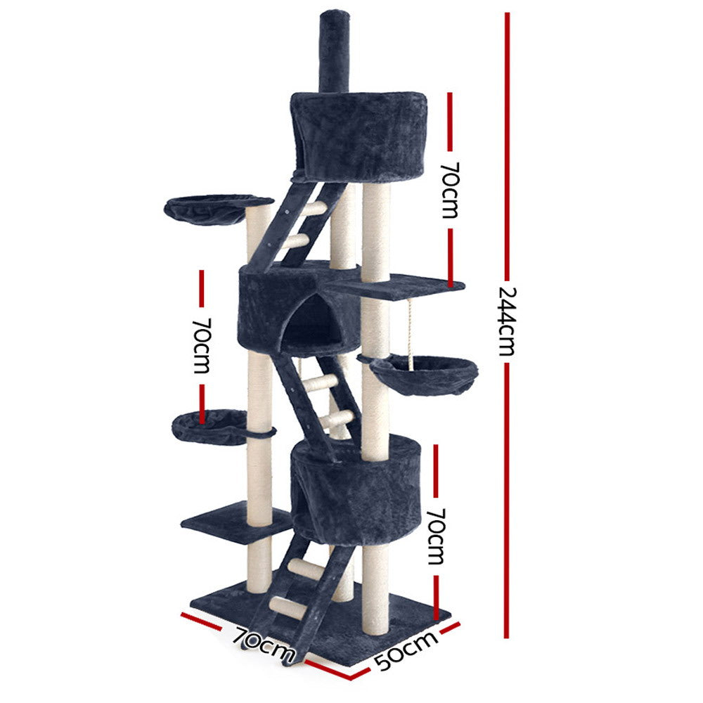 Extra Large Cats Tree Scratching Post Tower Cat Condo House - 244cm Tall - Homecoze