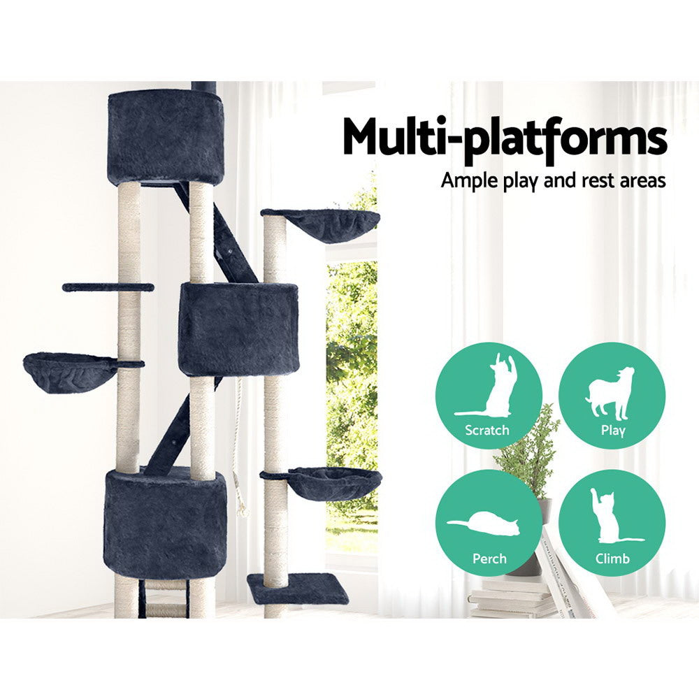 Extra Large Cats Tree Scratching Post Tower Cat Condo House - 244cm Tall - Homecoze