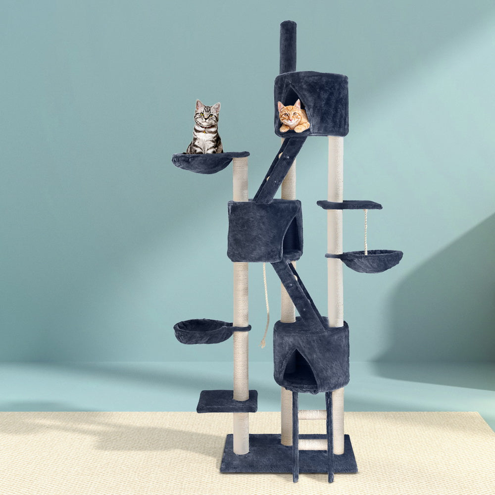 Extra Large Cats Tree Scratching Post Tower Cat Condo House - 244cm Tall - Homecoze