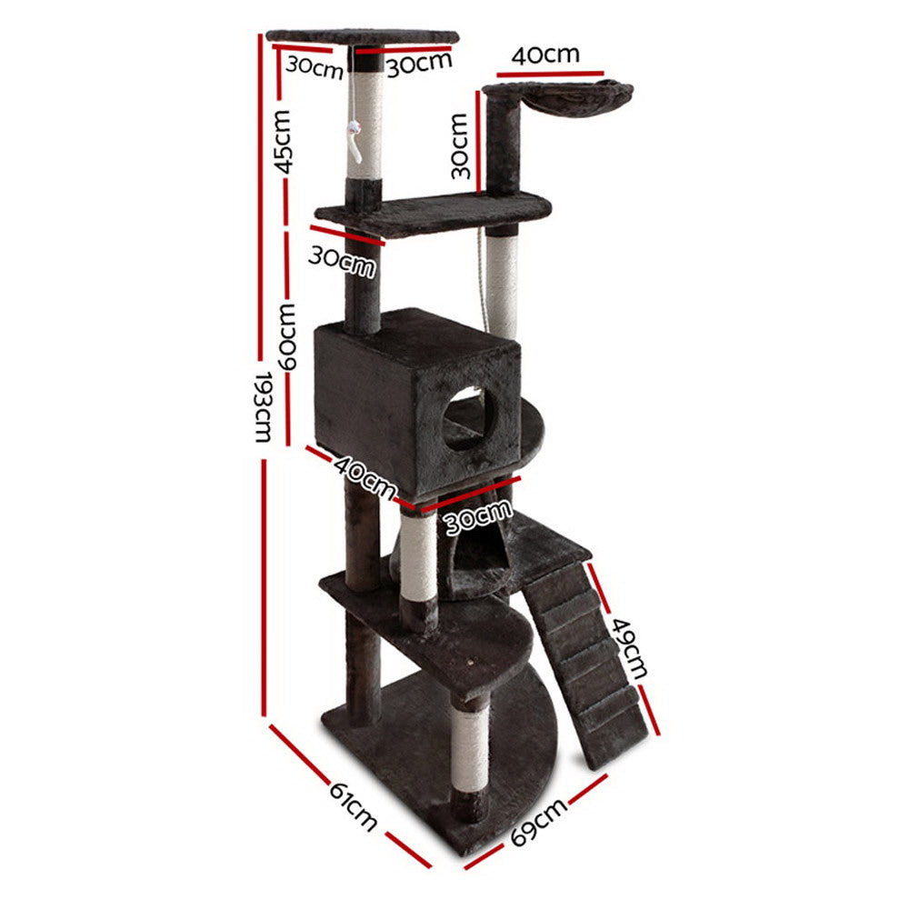 Large Muilti-level Cat Tree Scratching Post Play House Cat Condo - 193cm Tall - Homecoze