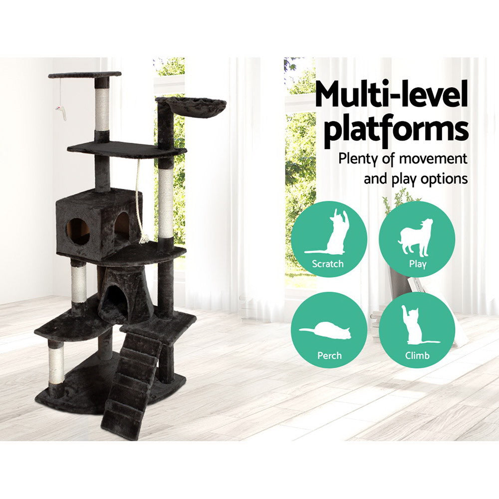 Large Muilti-level Cat Tree Scratching Post Play House Cat Condo - 193cm Tall - Homecoze