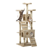 Large Cats Tree Scratching Post Tower Cat Condo House Beige - 180cm Tall - Homecoze