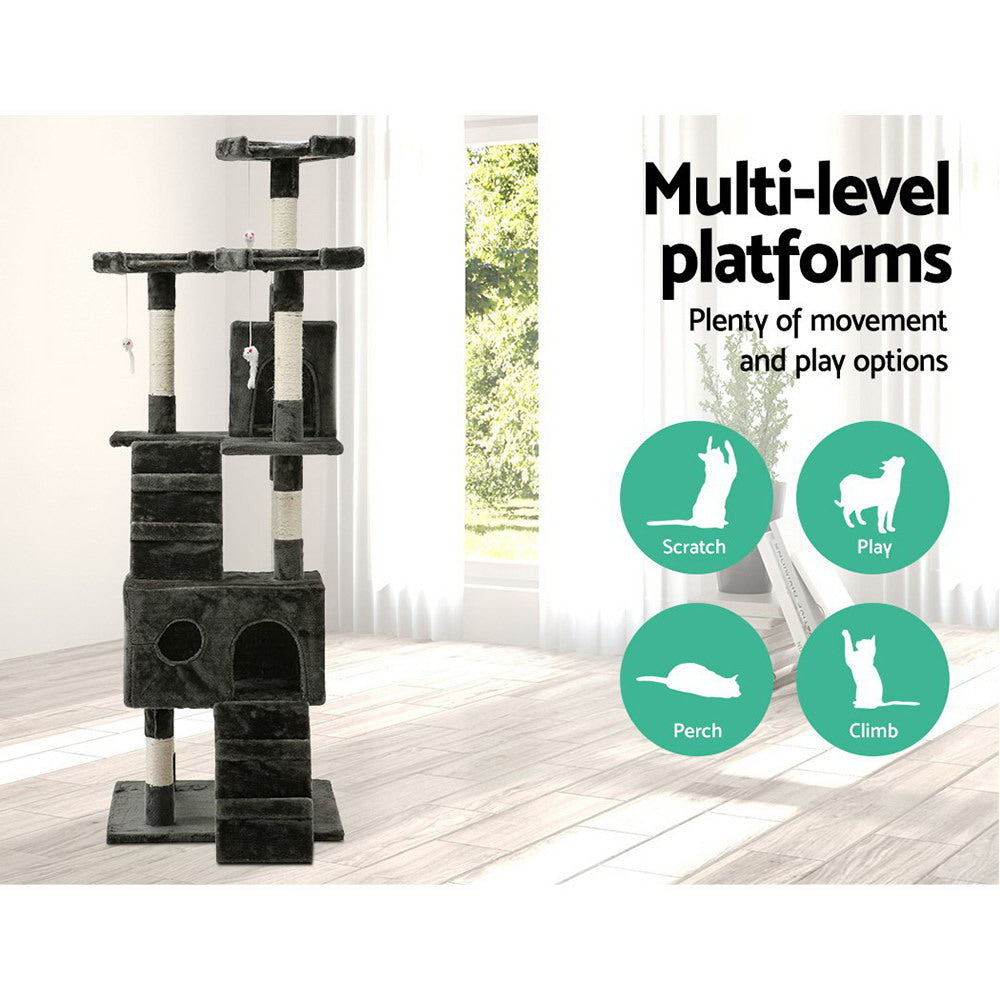 Large Cats Tree Scratching Post Tower Cat Condo House - 180cm Tall - Homecoze