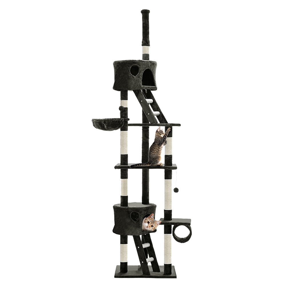Extra Large Cats Tree Scratching Post Tower Cat Condo House - 260cm Tall - Homecoze