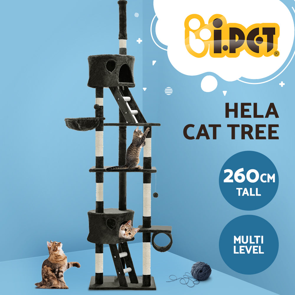 Extra Large Cats Tree Scratching Post Tower Cat Condo House - 260cm Tall - Homecoze