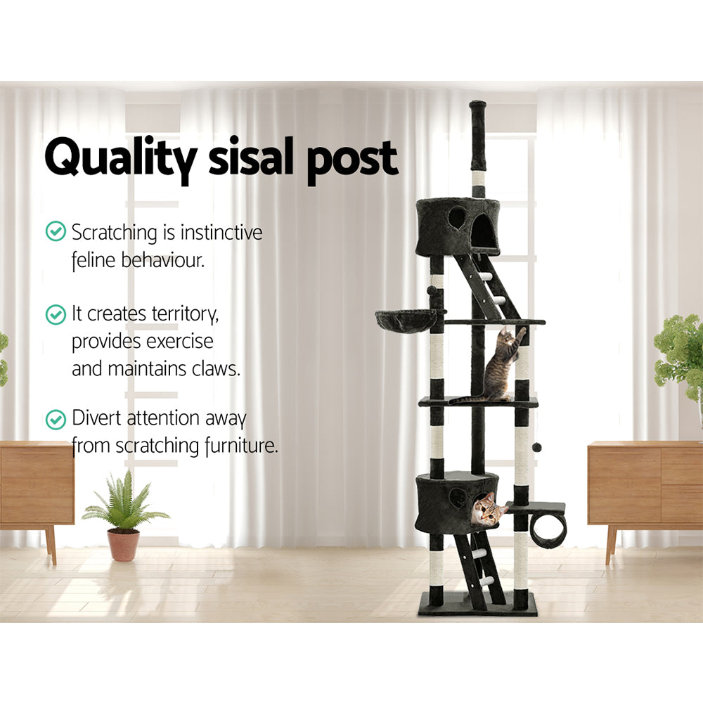 Extra Large Cats Tree Scratching Post Tower Cat Condo House - 260cm Tall - Homecoze