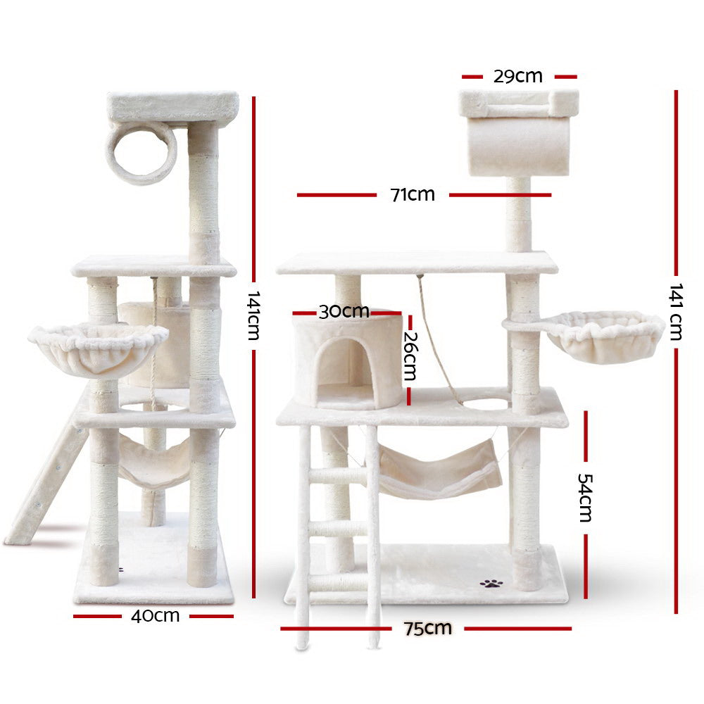 Medium Cats Tree Scratching Post Tower Cat Condo House - 141cm Tall - Homecoze