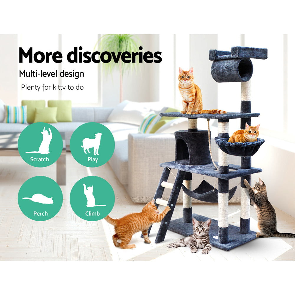 Medium Cats Tree Scratching Post Tower Cat Condo House - 141cm Tall - Homecoze