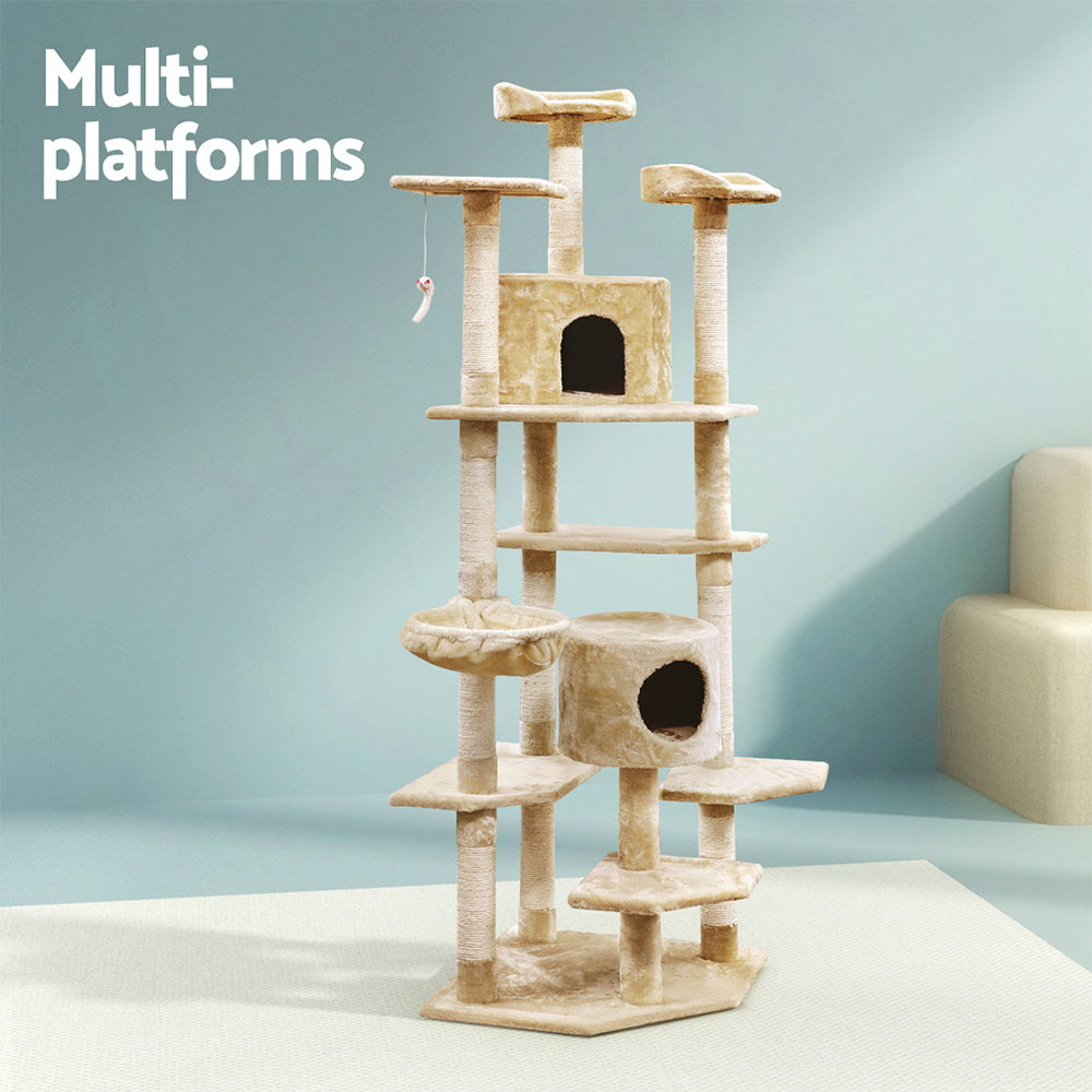 Extra Large Cats Tree Scratching Post Tower Cat Condo House - 203cm Tall - Homecoze