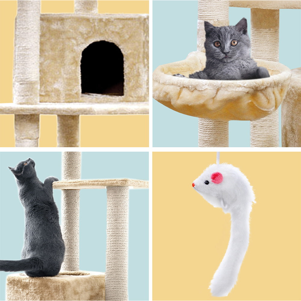 Extra Large Cats Tree Scratching Post Tower Cat Condo House - 203cm Tall - Homecoze