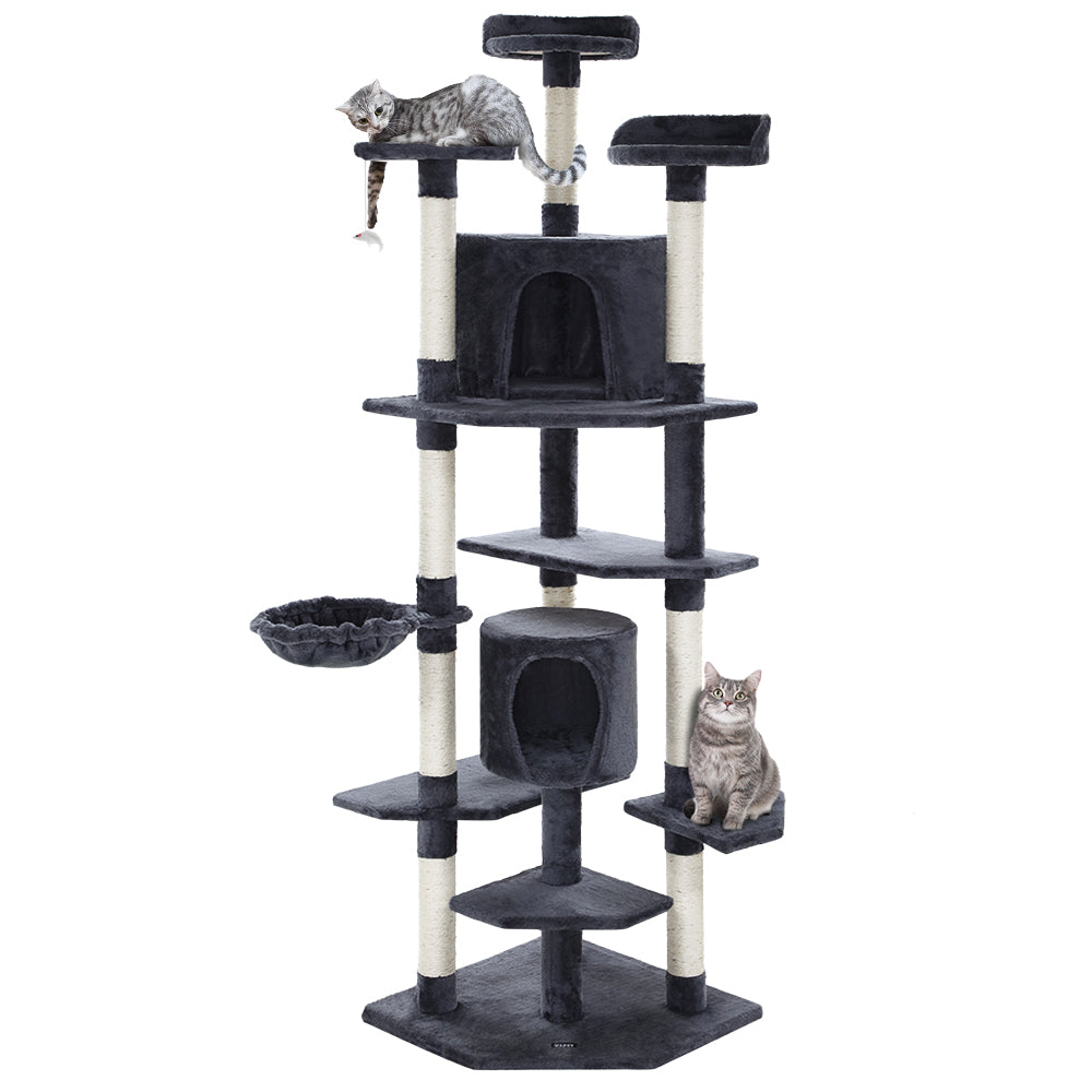 Extra Large Cats Tree Scratching Post Tower Cat Condo House - 203cm Tall - Homecoze