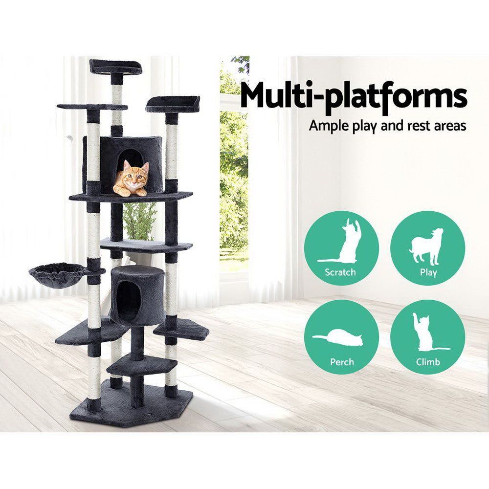 Extra Large Cats Tree Scratching Post Tower Cat Condo House - 203cm Tall - Homecoze