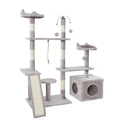 Medium 4-Level Quadra Cats Tree Scratching Post Tower Cat Condo House - 135cm Tall - Homecoze