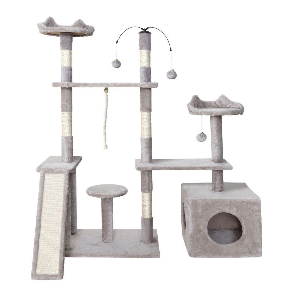 Medium 4-Level Quadra Cats Tree Scratching Post Tower Cat Condo House - 135cm Tall - Homecoze