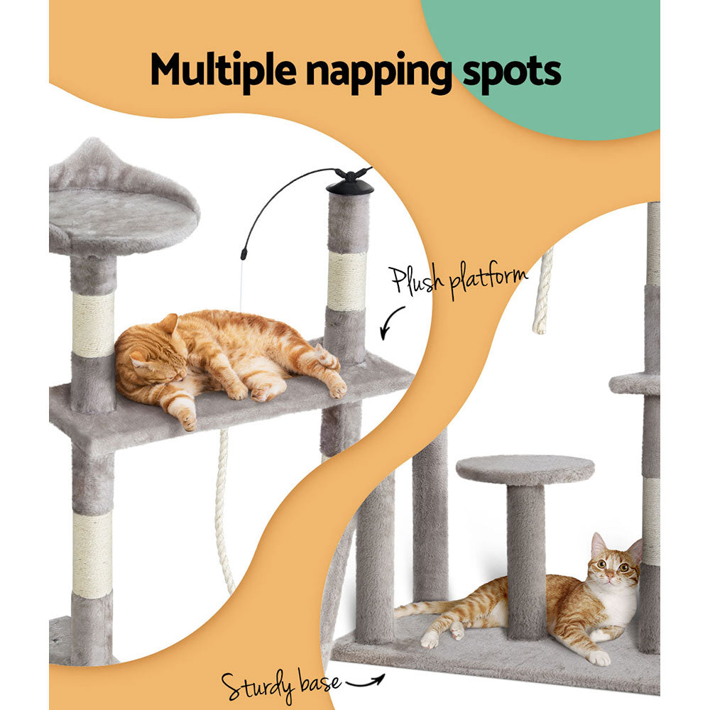 Medium 4-Level Quadra Cats Tree Scratching Post Tower Cat Condo House - 135cm Tall - Homecoze