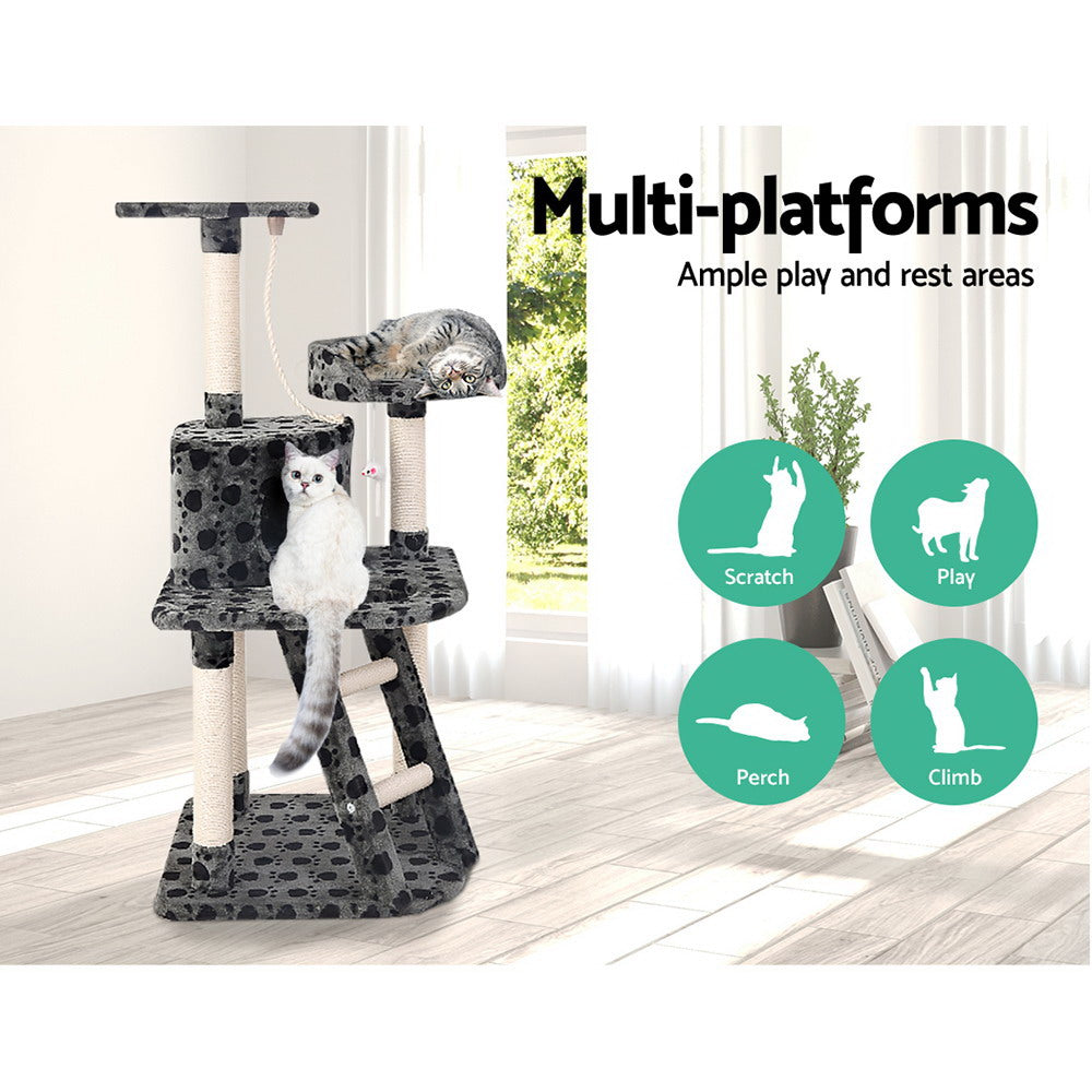 Medium Cat & KItten Tree Scratching Post Tower with Sisal Posts - 120cm Tall - Homecoze