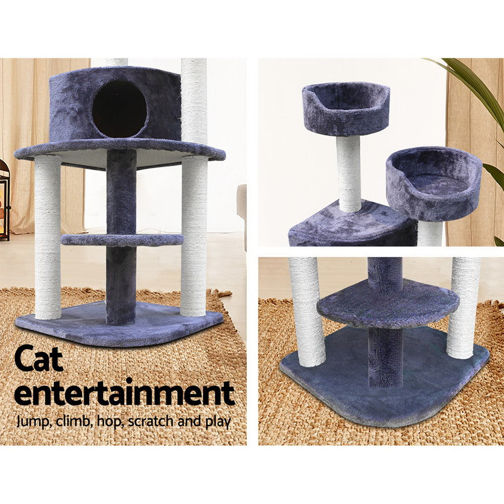 Medium Cats Tree Scratching Post Tower Cat Condo House - 126cm Tall - Homecoze