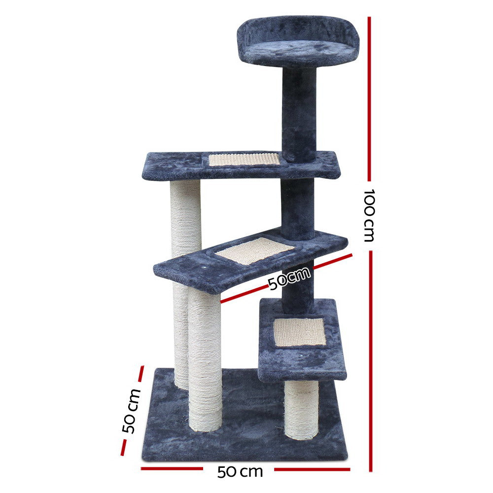 Small Cats Stairs Scratching Tree Post Tower Cat Condo House - 100cm Tall - Homecoze