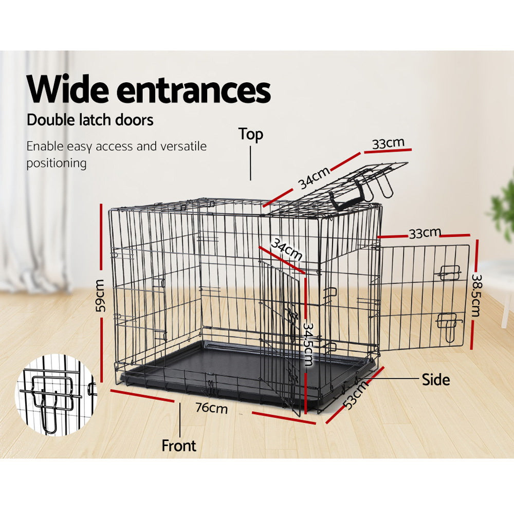 Dog Crate 36" Foldable Pet Cage - Black - Homecoze