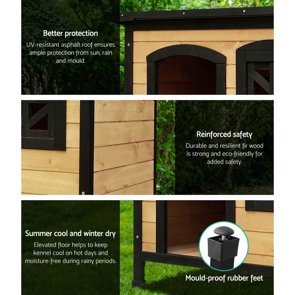 Dog Kennel Large Wooden Pet House 96cm x 69cm x 66cm - Homecoze