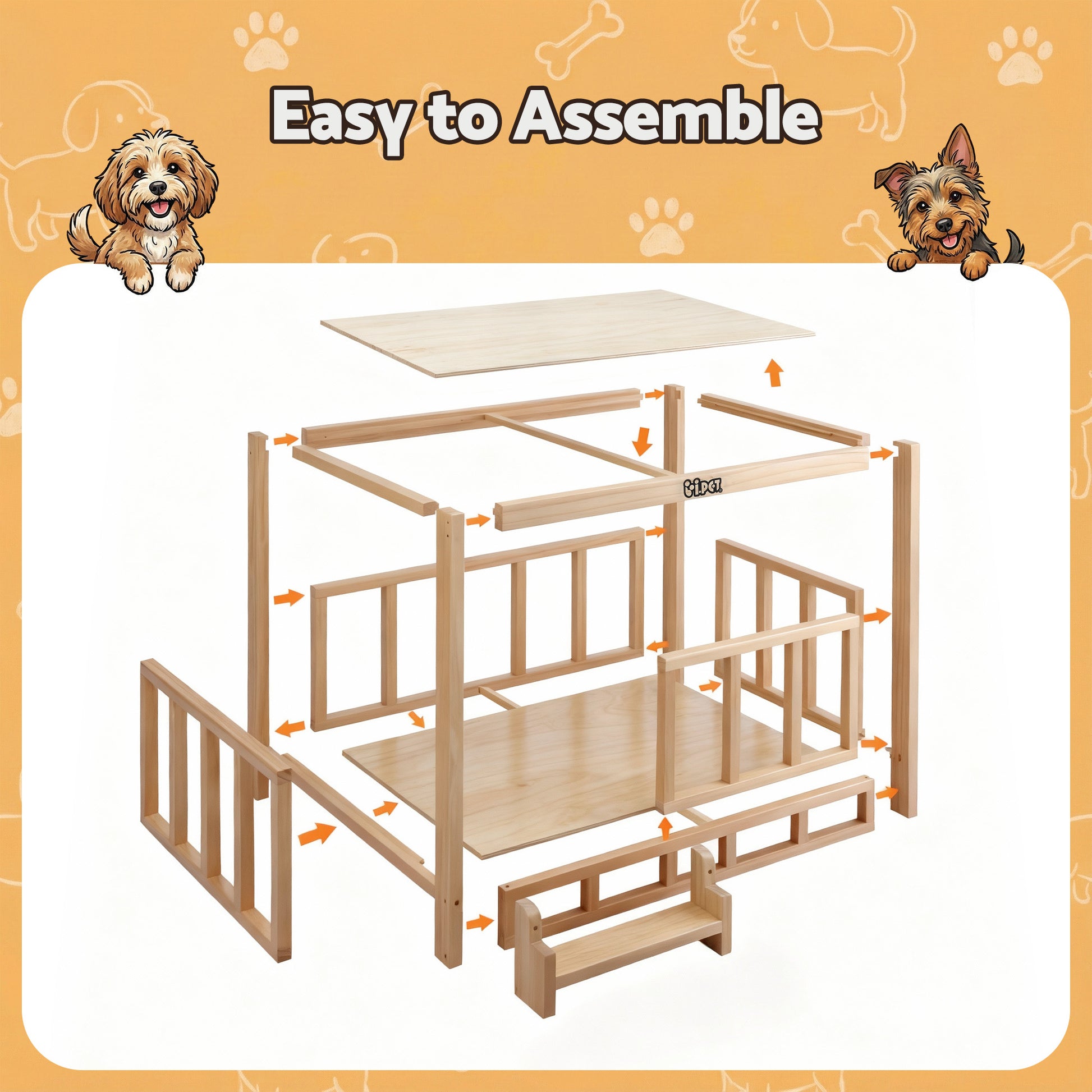 2-in-1 Small Wooden Dog Bed Side Table - Homecoze