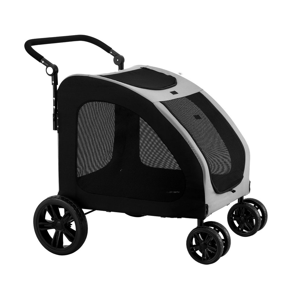 Pet Pram Large Cat or Dog Low Set 4 Wheel Foldable Carrier Stroller - Homecoze