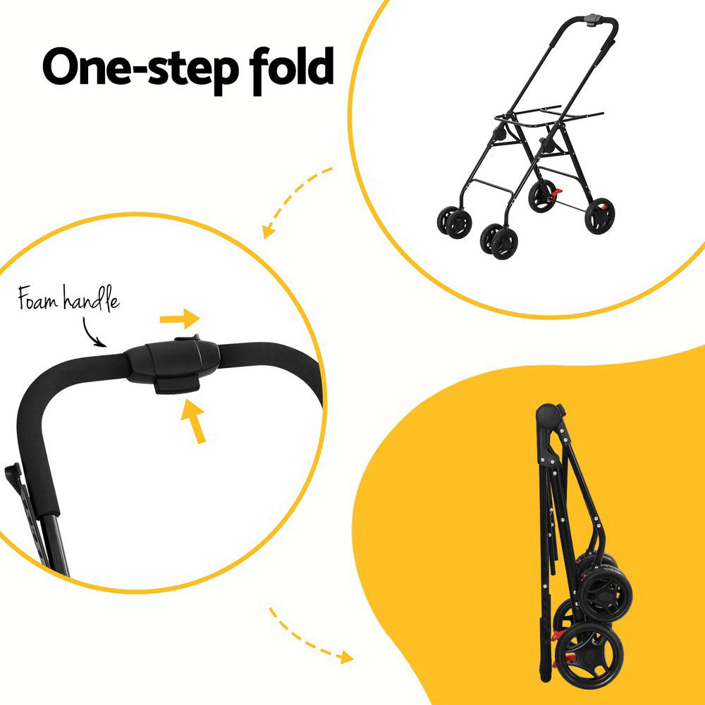 Pet Pram 2-Tirr Cat or Small Dog Carrier with Detachable Car Seat - Homecoze