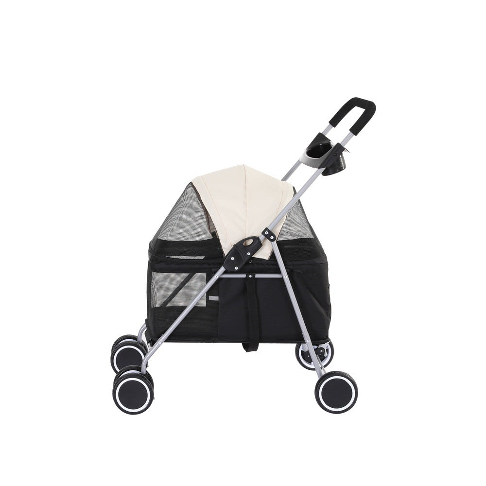 Pet Pram Cat or Small Dog Carrier Foldable Travel Stroller - Homecoze