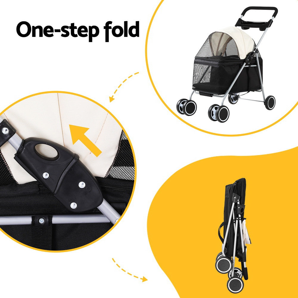 Pet Pram Cat or Small Dog Carrier Foldable Travel Stroller - Homecoze