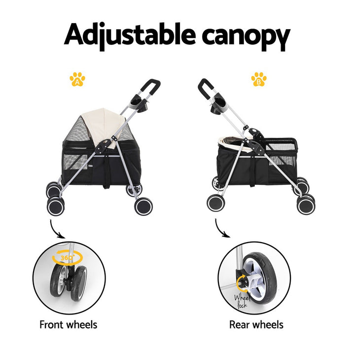 Pet Pram Cat or Small Dog Carrier Foldable Travel Stroller