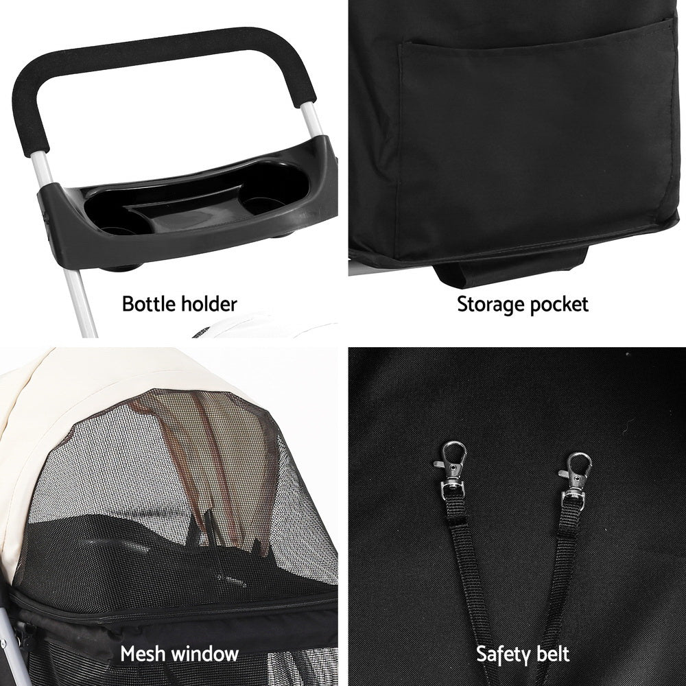 Pet Pram Cat or Small Dog Carrier Foldable Travel Stroller - Homecoze