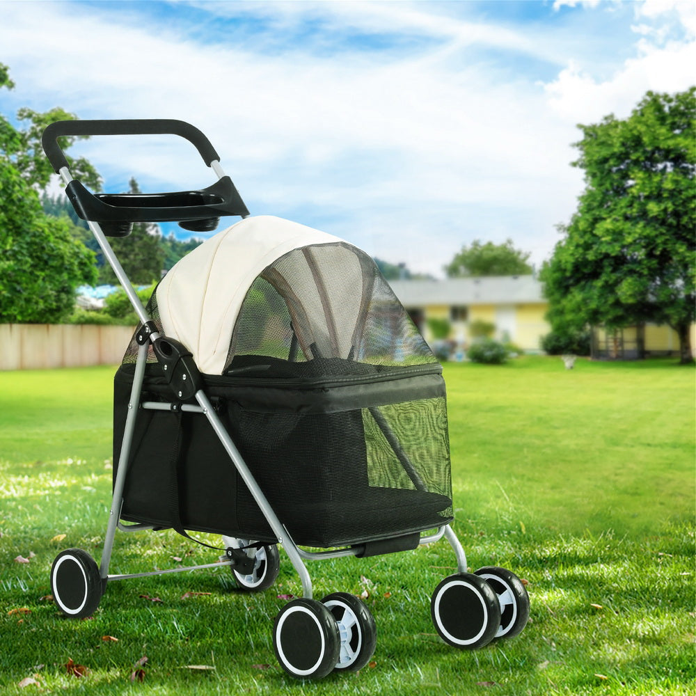 Pet Pram Cat or Small Dog Carrier Foldable Travel Stroller - Homecoze