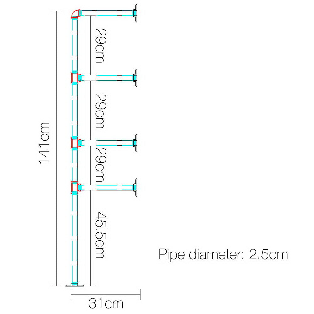 Industrial Series DIY 4 Tier Metal Pipe Wall Shelf Bracket Set (Brackets Only) - Homecoze