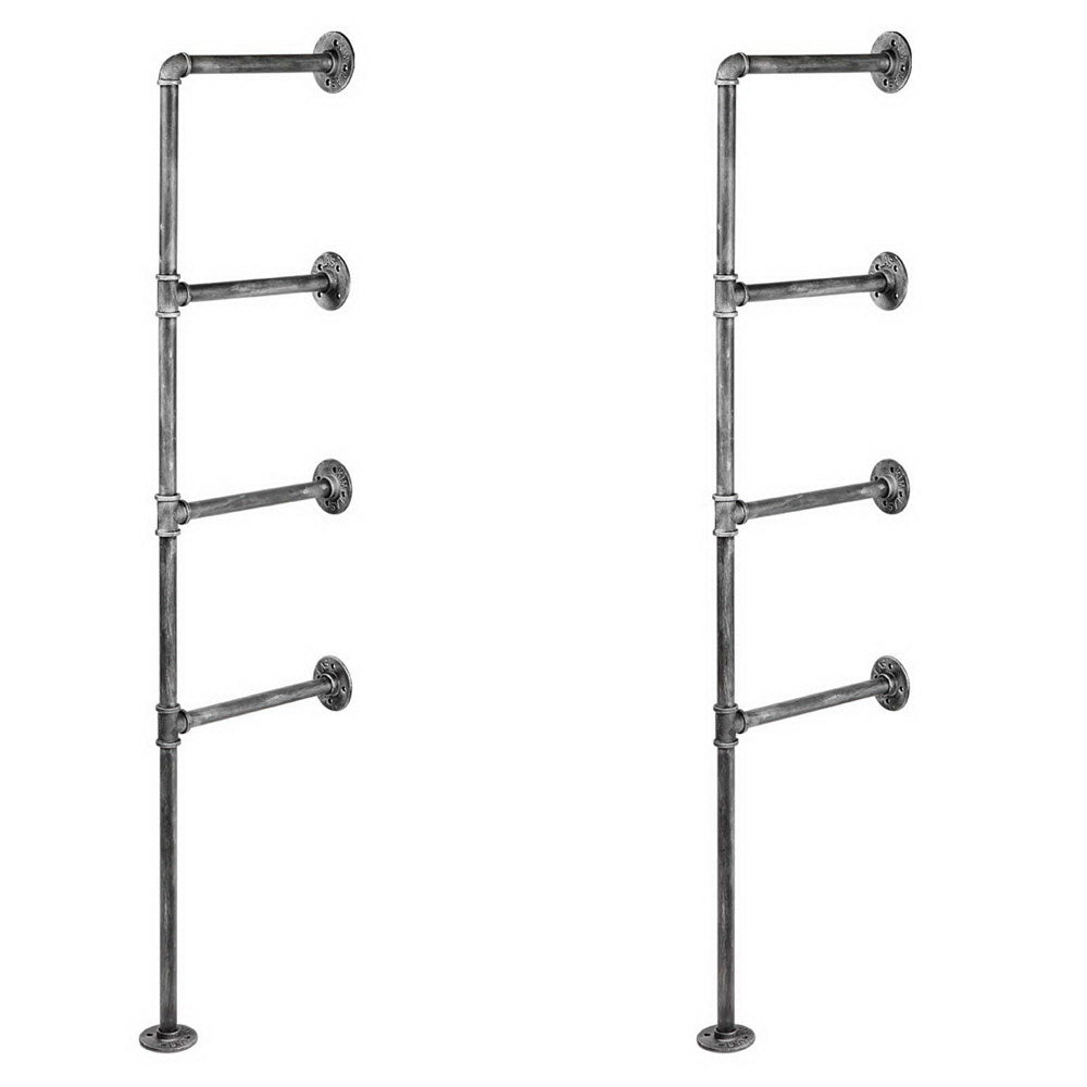 Industrial Series DIY 4 Tier Metal Pipe Wall Shelf Bracket Set (Brackets Only) - Homecoze