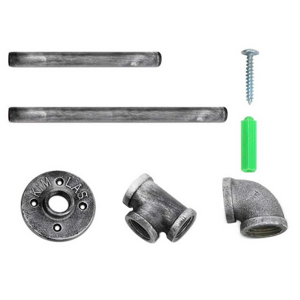 Industrial Series DIY 4 Tier Metal Pipe Wall Shelf Bracket Set (Brackets Only) - Homecoze