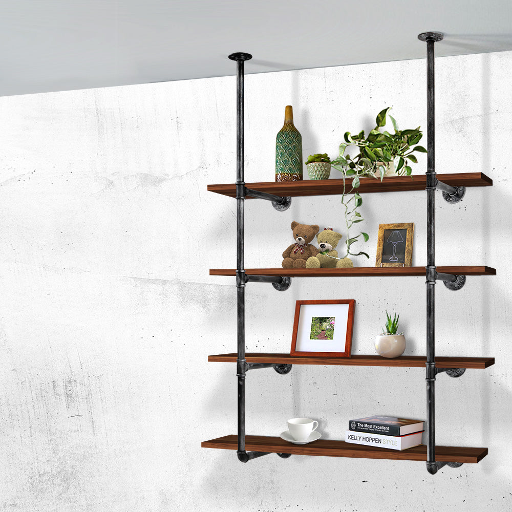 Industrial Series DIY 4 Tier Metal Pipe Wall Shelf Bracket Set (Brackets Only) - Homecoze
