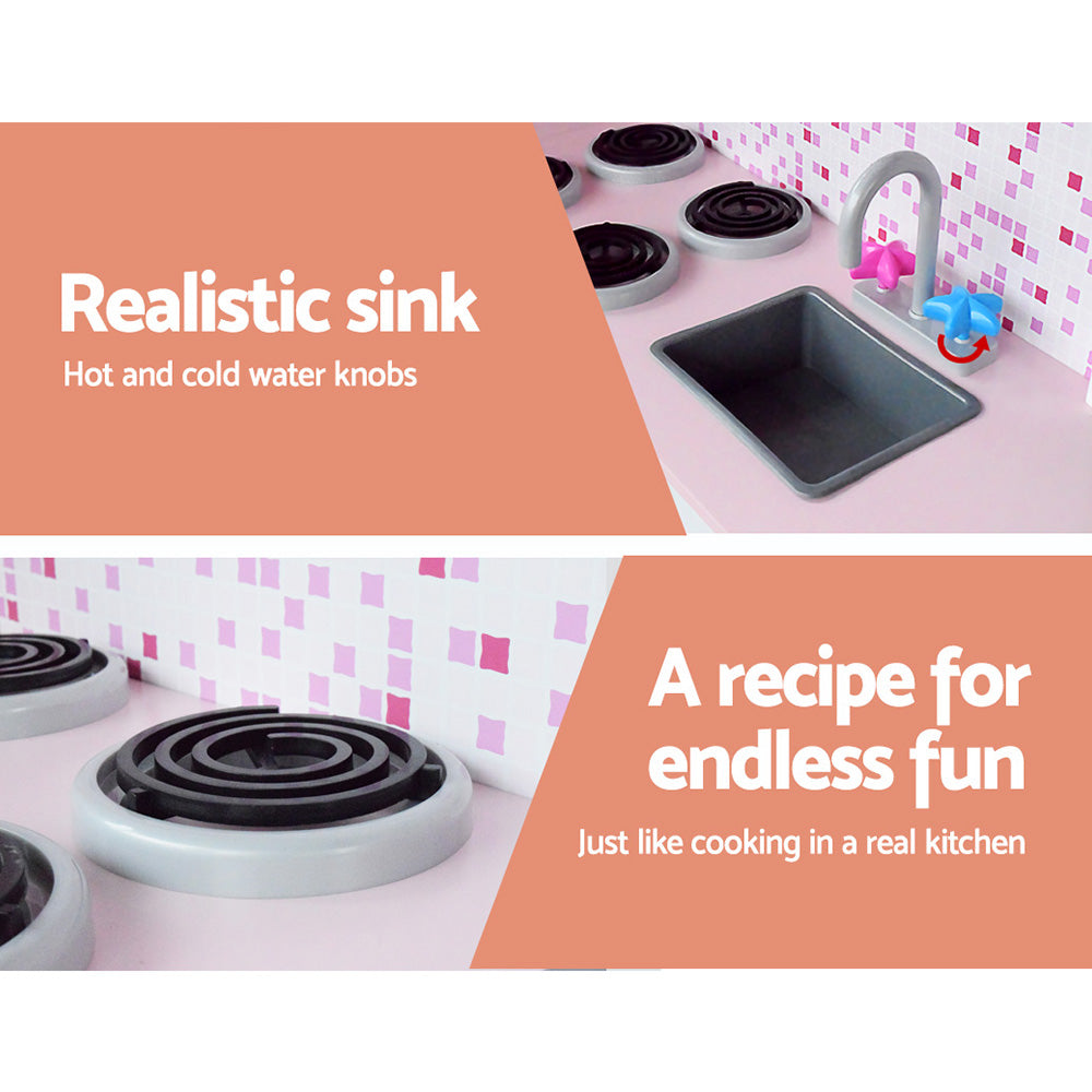 Kids Kitchen Set Pretend Play Wooden Cookware - Homecoze