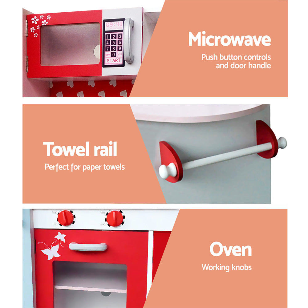 Kids Kitchen Set Pretend Play Wooden Cookware - Homecoze