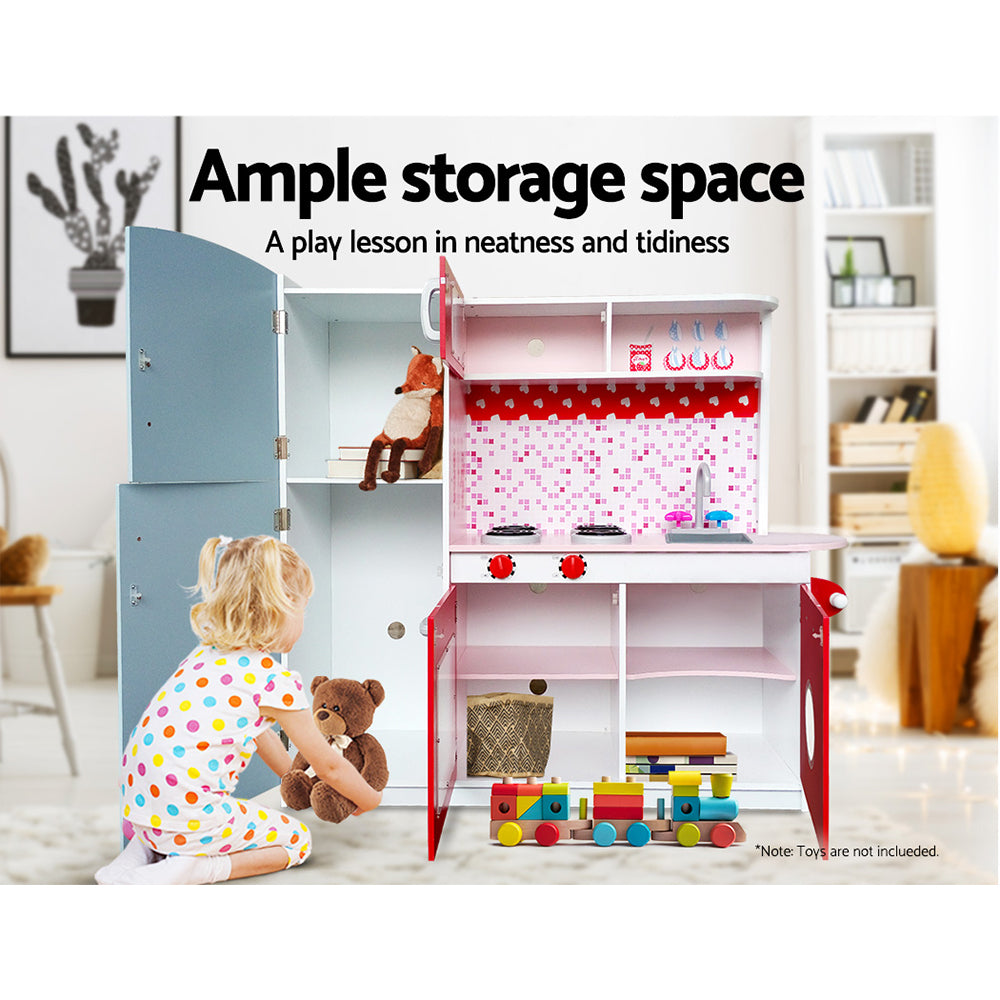 Kids Kitchen Set Pretend Play Wooden Cookware - Homecoze