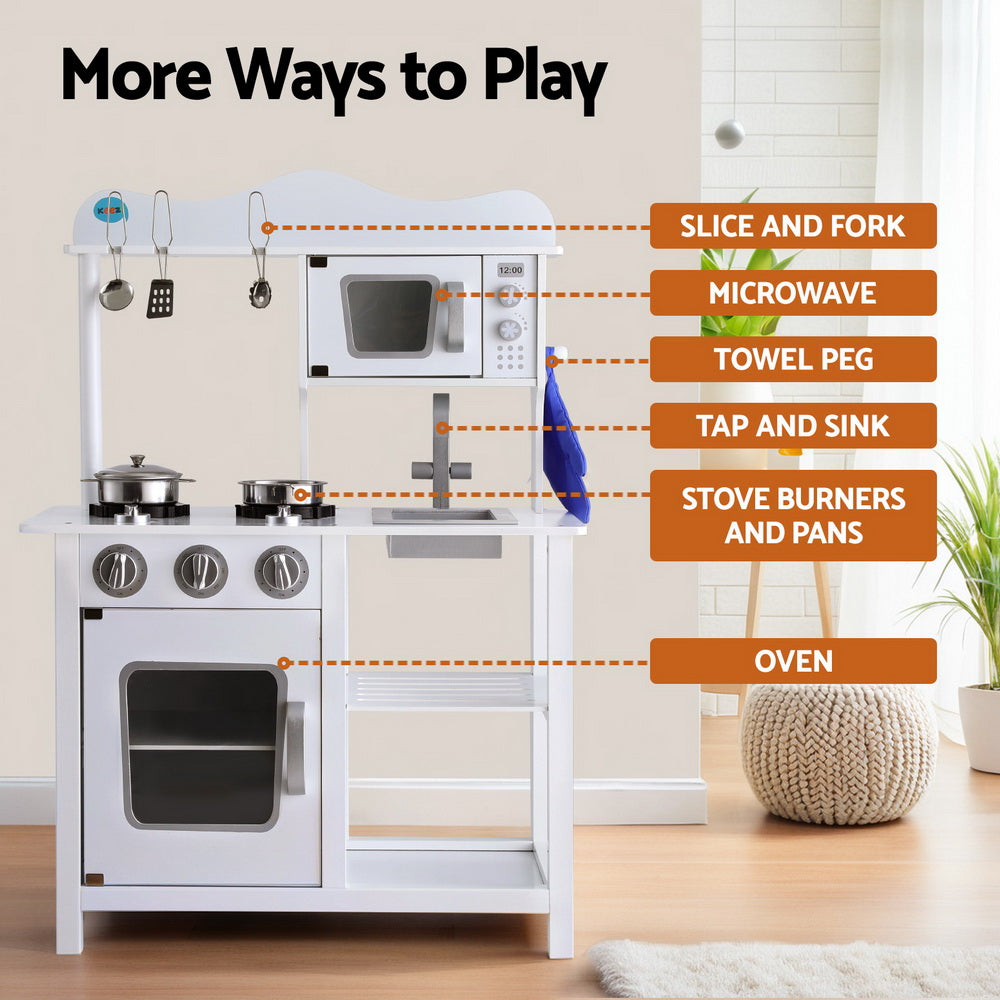 18 Piece Kids Kitchen Play Set - White - Homecoze