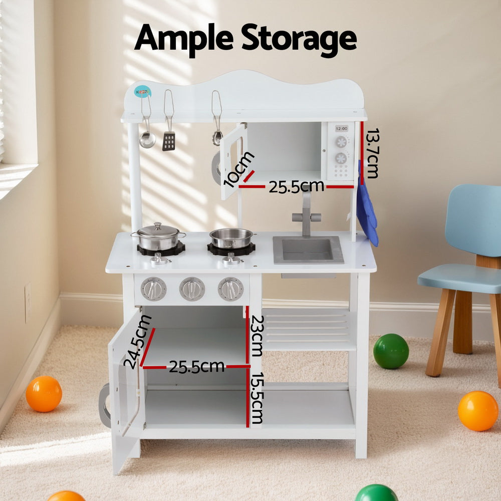 18 Piece Kids Kitchen Play Set - White - Homecoze