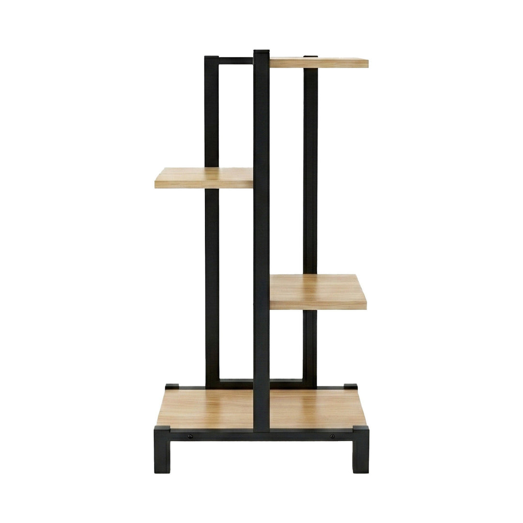 4-Tier Plant Stand Shelf 75cm - Black & Oak